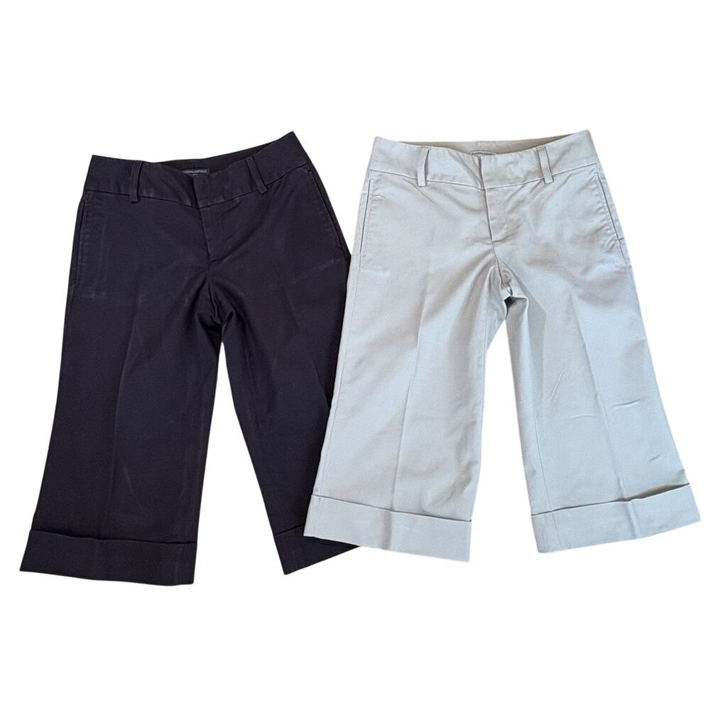 Lot Of 2 Banana Republic Stretch Capri Chino Trousers Cuffed Sz 6 Career Wear